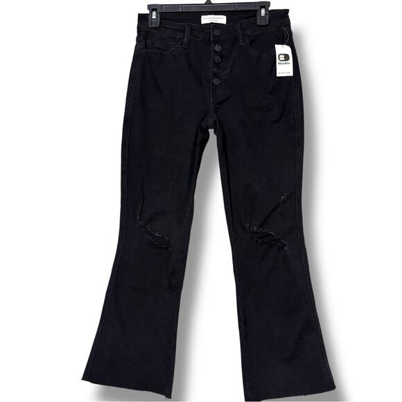 Buckle Flying Monkey women’s size 29 jet black mid rise cropped denim jeans nwt - Picture 1 of 13